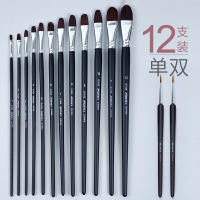 鸭舌尼龙笔专业色彩水彩水儿童套装狼毫水粉画笔排笔颜料笔刷子圆头学|[G1636尼龙鸭舌]单号+双号(共12支)收藏送2支