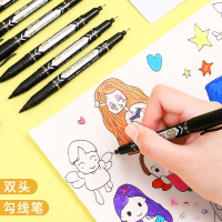 双头油性油性笔办公黑色细头记号笔粗细学生马克笔