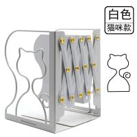 网状可伸缩书立架创意桌上学生用高中生简易折叠书靠书夹书立|白色的猫咪