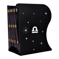 简易金属折叠收纳创意学生书架书夹十二星座大号可伸缩书立架|天秤座(黑色款)