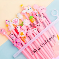 韩版粉色黑色碳素笔抖音网红笔可爱系少女心套装清新|卡通笔【粉色款】 30支笔【送笔袋】