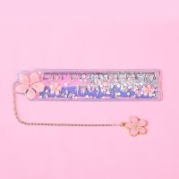 可爱绘图创意卡通尺子少女刻度尺入油沙直尺心吊坠书签|樱之花