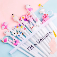 韩版粉色黑色碳素笔抖音网红笔可爱系少女心套装清新|卡通笔[白色款] 10支笔+50芯+帆布笔袋