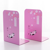 4片书立书夹书靠书挡铁书架简易高中生桌上夹书器学生用桌面课桌收纳放书的架子创意挡板大号隔书立架摆|粉色-猫[2片装]