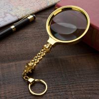 儿童学生高清手持金色花柄老人阅读放大镜放大镜扩大镜|金色花柄90mm