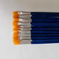 尼龙扁平头水粉水彩笔口红研磨塑料杆油画笔刷涂鸦美术笔|扁平头毛宽7mm(50支)