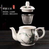 陶瓷小中号茶壶 白色过滤排水流畅泡茶壶耐热凉水壶单壶家用D7