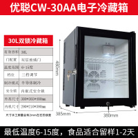 学校幼儿园食品留样柜带锁酒店客房饮料小型冰箱保鲜冷藏|30L(双锁)半导体制冷联保黑色+双层玻玻璃 标配0x0x0cm