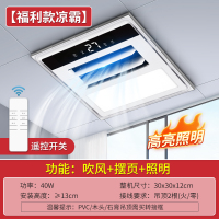 好太太凉霸照明二合一电风扇厨房嵌入式集成吊顶换气扇冷霸空调型|G特价款*吹风+摆页+照明