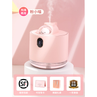 小型加湿器办公室桌面学生宿舍高颜值室内空气夜灯可爱孕妇婴儿家用卧室床头女生礼物in|粉小喵[充插两用+数显+小夜灯]顺丰