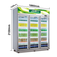 创雪饮料展示柜超市保鲜柜四门冰箱商用酒吧冷柜便利店冷藏展示柜C0|大三门1860-720-2130mm中间把手