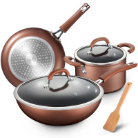 [超市]爱仕达 雅逸不粘浅咖三件套锅 明火通用