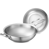 爱仕达 32CM三层复合不锈钢炒锅 无涂层少油烟 明火通用