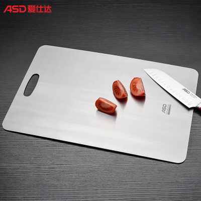 爱仕达(ASD)菜板砧板不锈钢菜板 切菜板案板 擀面板粘板 水果砧板 面板 45* 中号(36*25*0.2CM)