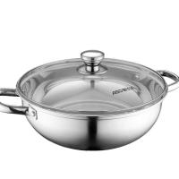 [新品]不锈钢锅汤锅加厚304大容量家用火锅30CM燃气电磁炉通用 灰色