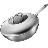 [新品]爱仕达三层复合不锈钢炒锅家用无涂层电磁炉通用炒菜锅 30cm 灰色