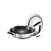 [新品]爱仕达316L不锈钢蜂窝防粘炒锅家用燃气灶电磁炉适用炒菜锅 32CM