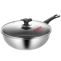 [新品]炊大皇炒锅 304不锈钢炒菜锅28cm 可用不锈钢锅铲 可立盖 燃气煤气灶电磁炉通用 多层钢炒锅28CM