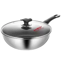 [新品]炊大皇 炒锅 304不锈钢炒菜锅28cm 不粘锅 平底锅 可用不锈钢锅铲 燃气煤气灶电磁炉通用