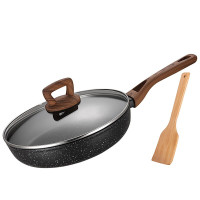 [新品]爱仕达 ASD 煎锅平底锅 麦饭石色不粘平底锅煎锅 24CM明火磁通牛排锅 JL24S7W 麦饭石色煎锅(有盖)