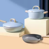 【新品】同款锅炊大皇锅具套装不粘锅四件套套装炒锅平底锅汤奶锅组合 炒锅煎锅汤锅三件套