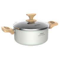 白色配蒸格 秒变蒸锅 爱仕达汤锅不粘锅20CM麦饭石色不粘小锅燃气电磁炉通用锅具配蒸格秒变蒸锅宝宝辅食锅明火煤气炖锅煮奶