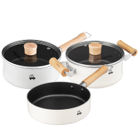 汤锅+煎锅配蒸格 爱仕达锅具套装家用迷你锅16CM奶锅汤锅平底锅组合三件套不粘锅 电磁炉通用厨具套装小蒸锅辅食锅不沾锅