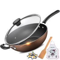 有副把手 NWG8332E 爱仕达(ASD) 炒锅不粘锅32cm易洁少油烟加厚复底锅具 煤燃气电磁炉通用不沾炒菜锅子