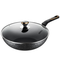 30CM CL30C3WG 爱仕达炒锅不粘锅带木铲 黑耀冰裂纹轻烟少油家用燃气电磁炉通用不粘炒菜锅具