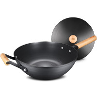 黑色 32cm 爱仕达(ASD)炒锅家用少油烟不易生锈铁锅无涂层油你控 电磁炉燃气灶通用 CF32A3WG
