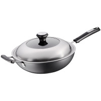 爱仕达 炒锅 32CM不粘炒菜锅 平底锅油你控硬氧新不粘炒锅厨房家家用煎锅燃气电磁炉通用