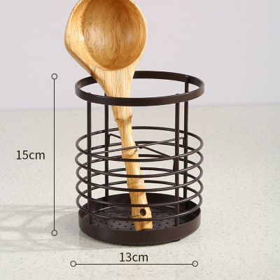 炊大皇筷子置物架 筷篓笼筒家用收纳盒沥水放勺子桶厨房餐具霉 4格碳钢筷子筒[咖啡色]-DC01Y