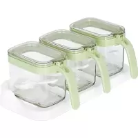 炊大皇调料盒 厨房小工具盐罐调料瓶套装组合装盐糖调味品调味罐 [玻璃方形]调料瓶3个装