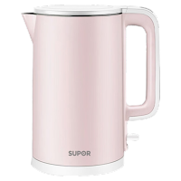 苏泊尔(SUPOR)电热水壶热水瓶家用双层防烫食品级不锈钢办公室卧室烧水壶泡茶壶 SW-15S02A粉色 1.5L