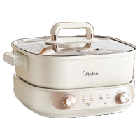 美的(Midea)火锅专用锅 电火锅鸳鸯锅电煮锅 3分06秒速沸5.5L 分体多功能锅火锅锅多用途锅HGS282813