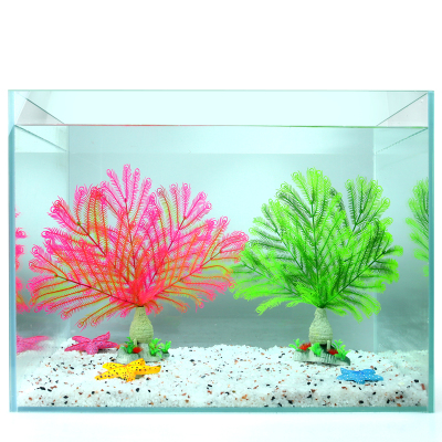 鱼缸装饰高仿真水孔雀叶蕨类塑料花鱼红绿色水族箱中后景造景