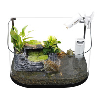 乌龟缸带晒台造景水陆缸别墅家用玻璃大小型巴西龟缸养乌龟专用缸