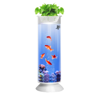 圆柱形鱼缸 水族箱中小型创意免换水客厅家用 落地饭店鱼缸