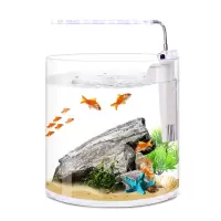 小鱼缸 小型 桌面创意生态迷你水族箱小型办公超白玻璃免换水圆形
