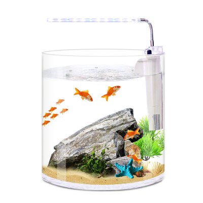小鱼缸 小型 桌面创意生态迷你水族箱小型办公超白玻璃免换水圆形