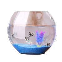 创意玻璃鱼缸圆形金鱼缸水族箱小鱼缸小型客厅桌面懒人迷你水培缸