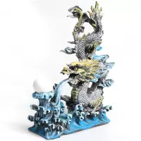 仿真东方龙摆件鱼缸水族箱树脂造景恐龙假山装饰特色创意罗马柱