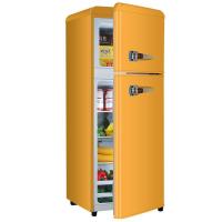 118l多彩复古冰箱小型家用租房宿舍用网红美式电冰箱冷冻冷藏|双门①③⑧炽夏黄