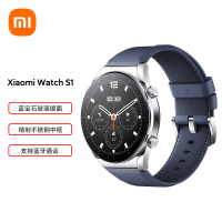 [官方旗舰店]小米XIAOMI WATCH S1 流光银 蓝色真皮表带 智能手表 无线充电 精准定位 血氧心率 蓝色真皮表带