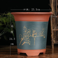 古达宜兴紫砂花盆兰花盆多肉植物花卉盆栽 清雅兰花盆大口径盆 黑色金钟3个 图片尺寸是外径和总高 描金蓝一个