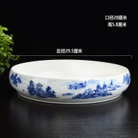 古达 上水石盆吸水石石头假山盆景无孔水培植物铜钱水仙花盆陶瓷 HZ-61淡 特大 HZ-山水人家