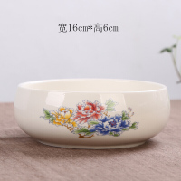 古达马卡龙多肉植物花盆大口径圆形陶瓷拼盘简约清新浅口花盆 浅绿色 青瓷釉花盆有孔 大 青色滑面花花无孔