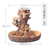 多肉植物组合小花盆可爱肉肉个性古达盆栽diy创意拼盘植物室内微景观 梦幻森林树屋花盆（不带灯） 中