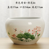 睡莲碗莲盆缸专用陶瓷大号水养植物一叶古达莲荷花盆铜钱水培器皿 秀色荷香-荷花缸 大