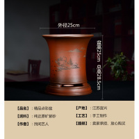 精品紫砂兰花盆陶瓷花盆古达君子兰仿古带托盘桌面盆栽虎皮兰专用花盆 月蓝[仿古] 40-50CM